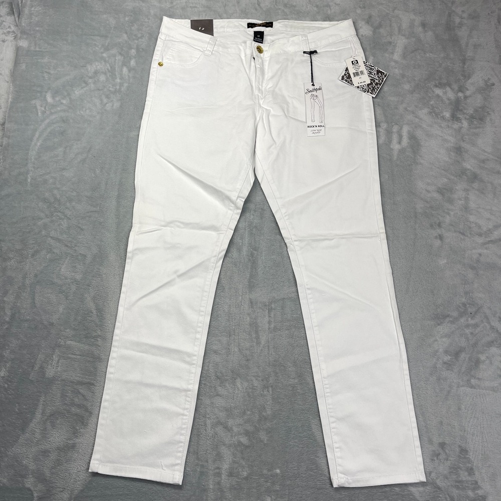 NWT Southpole Deadstock Jeans Women 17 (38x32) White Rock N Roll Low Rise Skinny